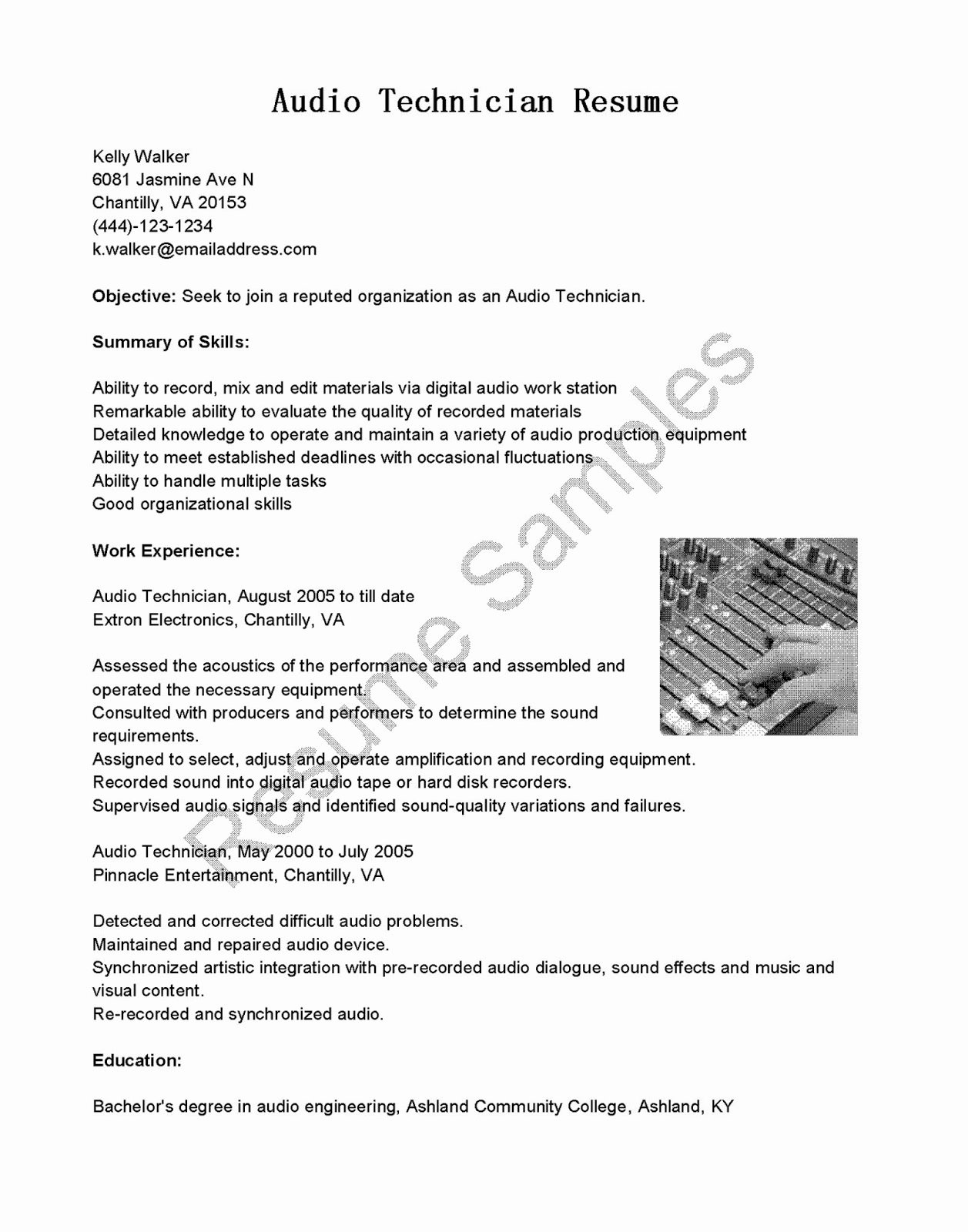 Audio Engineer Resume Sample Elegant Audio Engineer Cv Template Image Collections Certificate