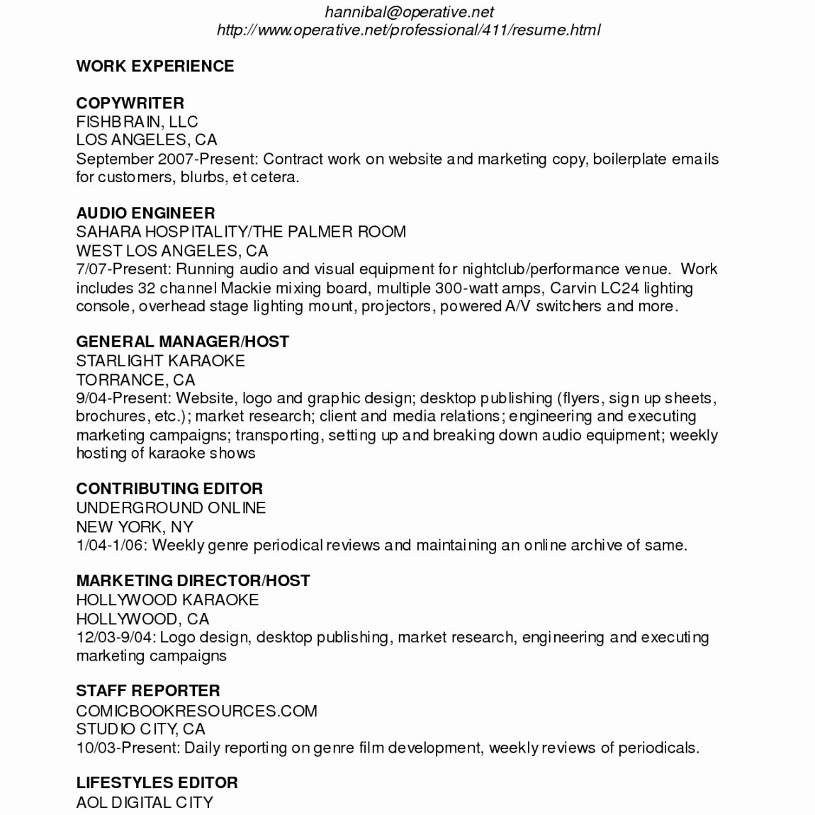 Audio Engineer Resume Sample Lovely Perfect Enchanting Non Profit Executive Director Resume In