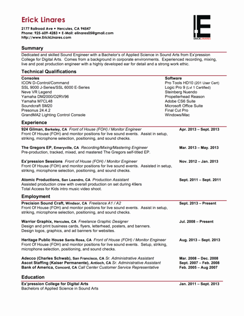 Audio Engineer Resume Sample Luxury Audio Engineer Resume Summary Writerzane Web Fc2