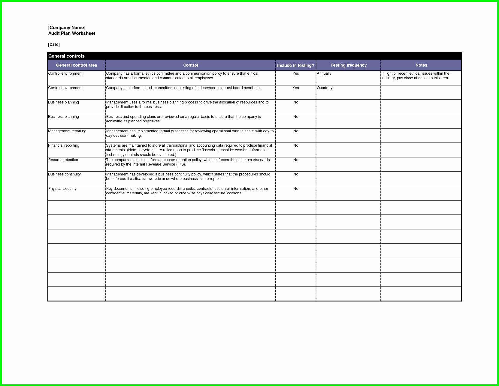 Audit Agenda Template Fresh Audit Plan Template Excel