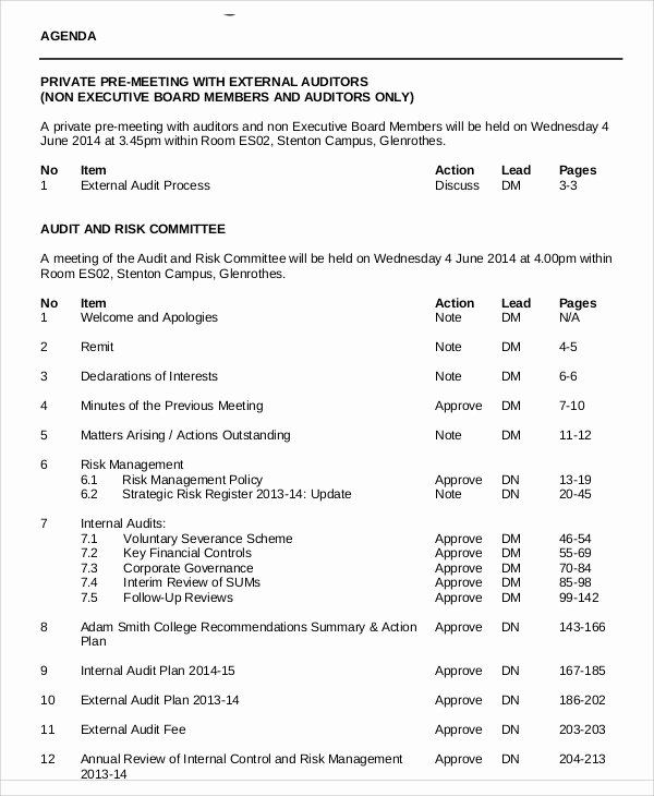 Audit Agenda Template Unique 9 Sample Audit Agenda Free Sample Example format