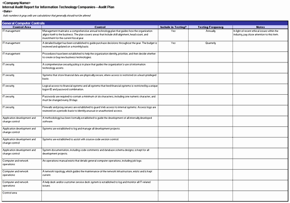 Audit Documentation Example Awesome Internal Audit Report for Information Technology Panies