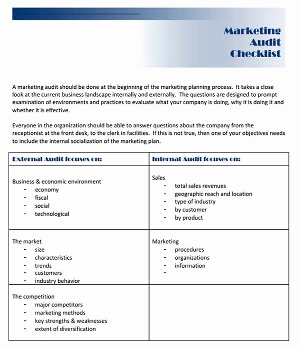 Audit Template Excel Unique 26 Free Marketing Audit Templates &amp; Samples Word Pdf