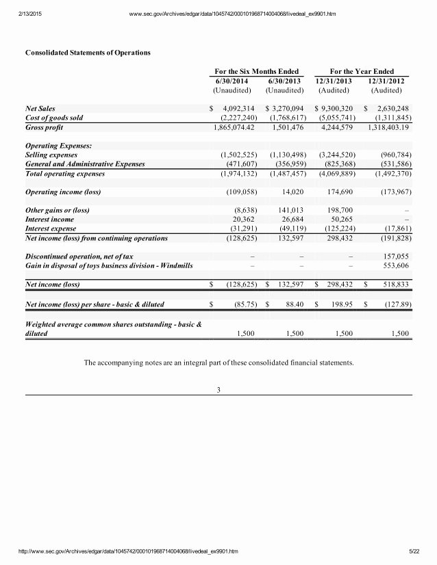 Audited Financial Statements Sample Inspirational Audited Financial Statements Of Modern Everyday Inc