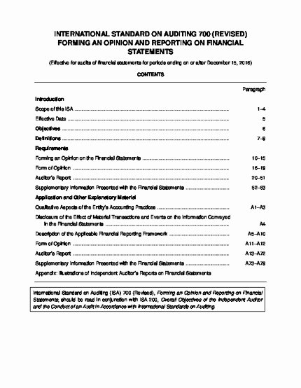 Audited Financial Statements Sample New Reporting On Audited Financial Statements – New and