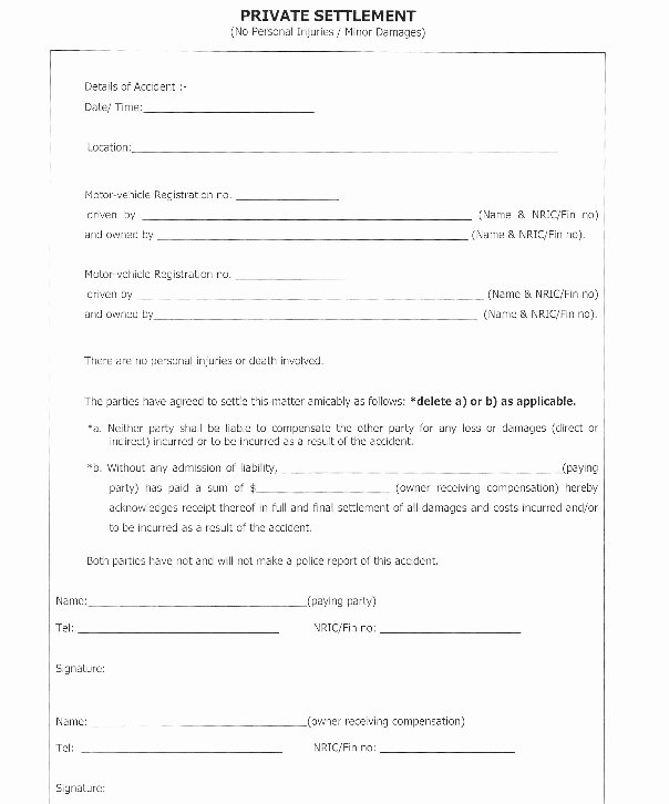 Auto Accident Settlement Agreement Sample Fresh Car Accident Settlement Agreement Letter Template