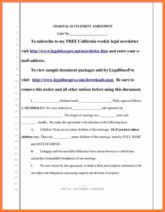 Auto Accident Settlement Agreement Sample Luxury 6 Marital Settlement Agreement