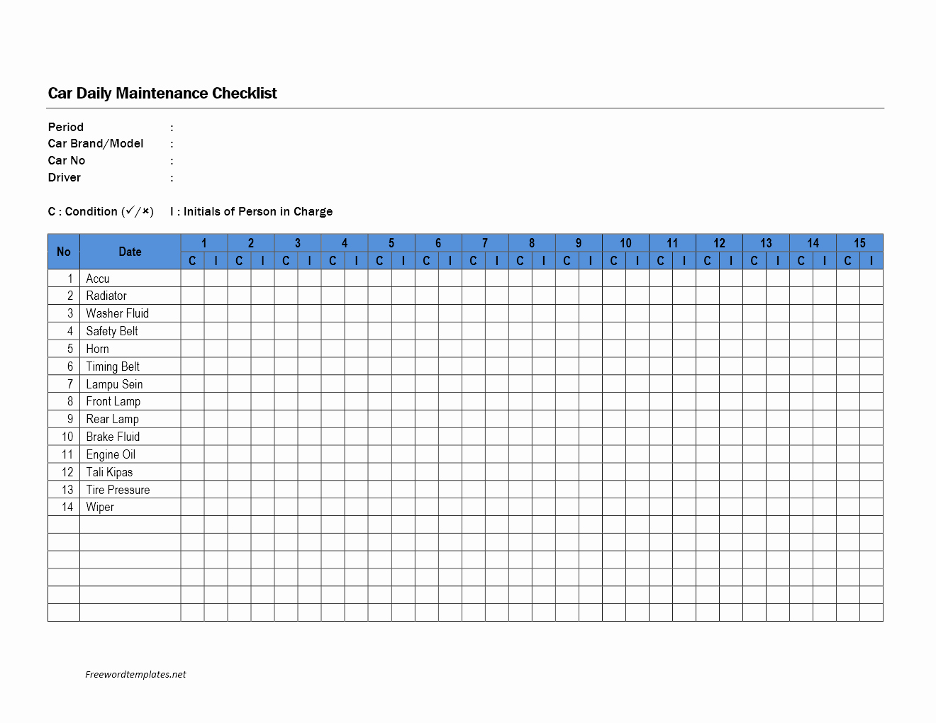 Auto Repair Checklist Template Awesome Car Daily Maintenance Checklist