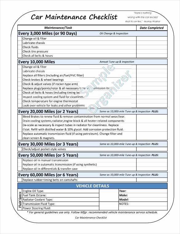 Auto Repair Checklist Template Luxury Maintenance Checklist Template – 12 Free Word Excel Pdf
