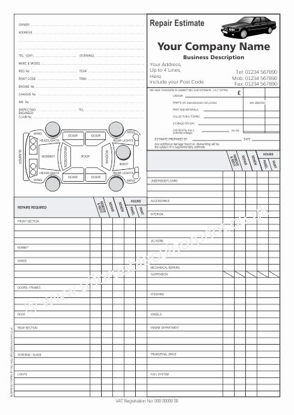 Auto Repair Estimate form Pdf Beautiful Car Servicing Repair forms Full Service Checklist