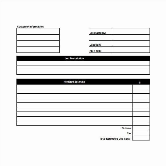 Auto Repair Estimate form Pdf Luxury 26 Blank Estimate Templates Pdf Doc Excel Odt