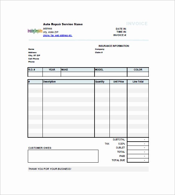 Auto Repair order Template Word Awesome Auto Repair Invoice Templates 13 Free Word Excel Pdf