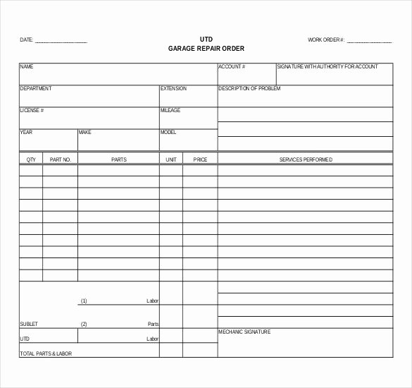 Auto Repair order Template Word Fresh 40 Work order Template Free Download [word Excel Pdf]