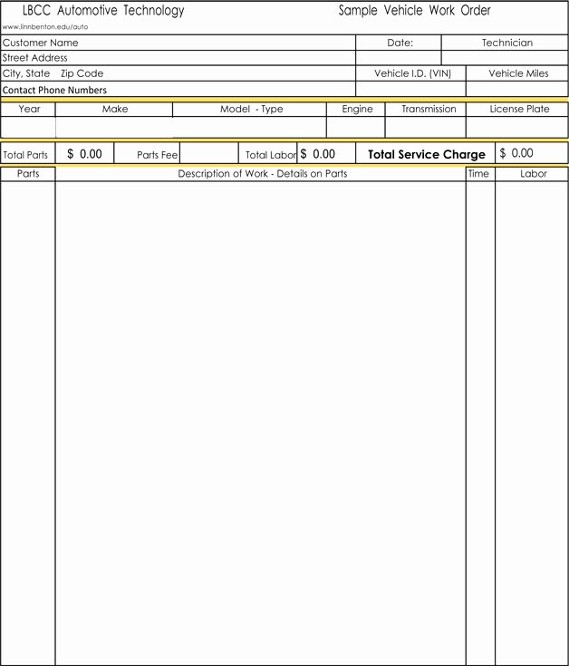 Auto Repair order Template Word Inspirational Auto Repair Invoice Templates 10 Printable and Fillable