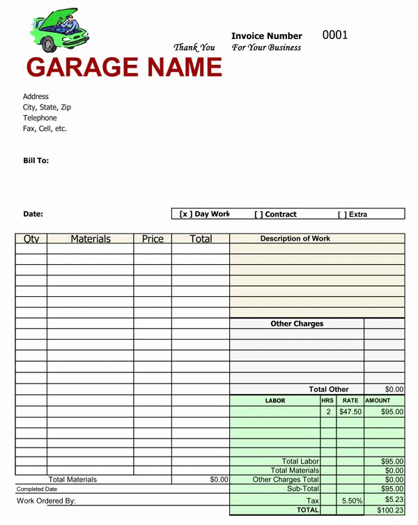 Auto Repair order Template Word Unique Receipt Template for Auto Repair Example Of Auto Repair