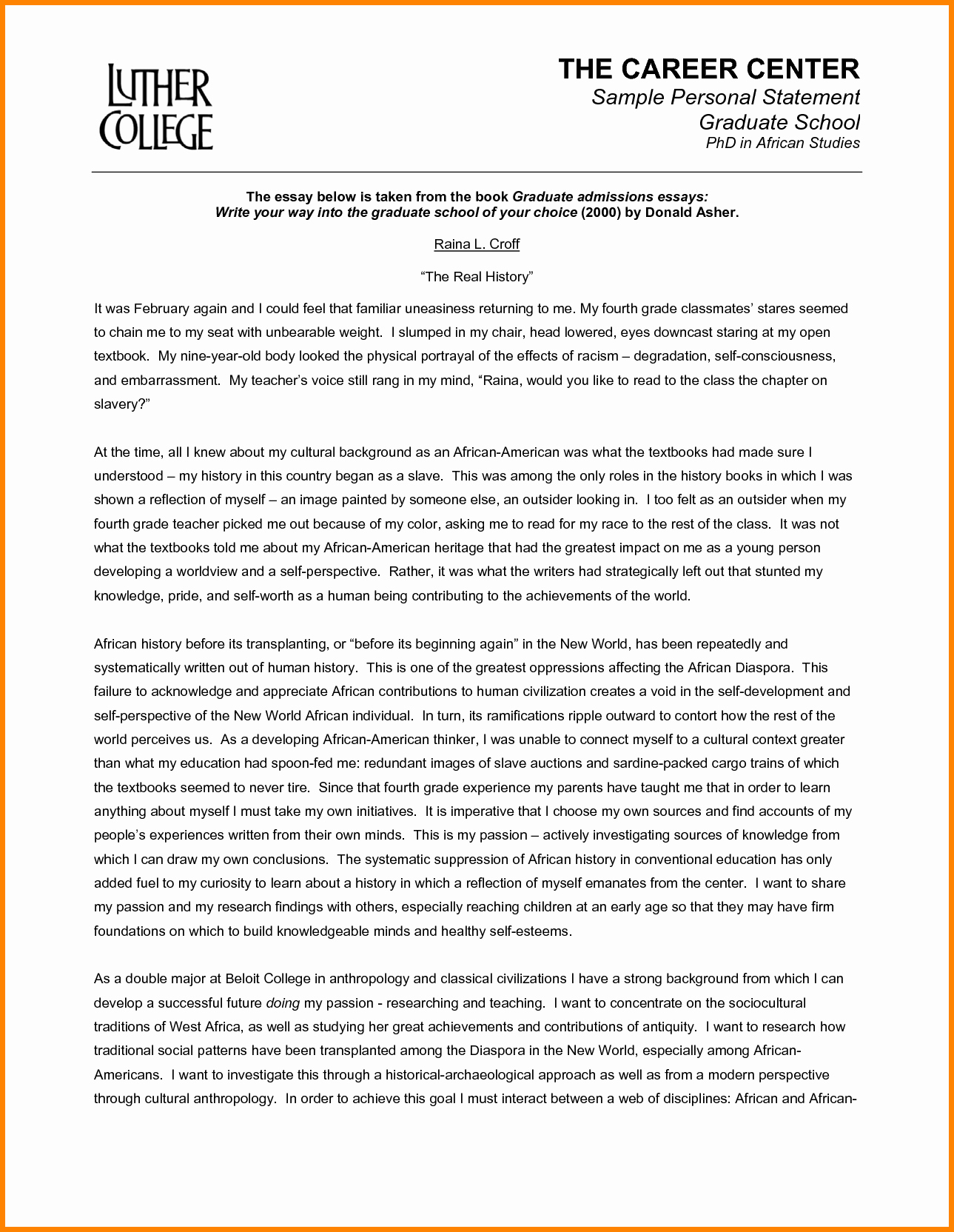 Autobiography for Grad School New 7 Personal Statement Example Graduate School