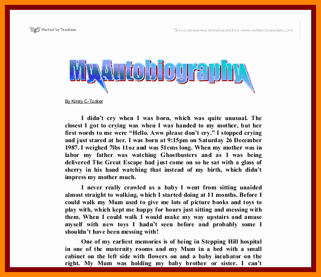 Autobiography Template for Elementary Students Beautiful Biography Samples for Students