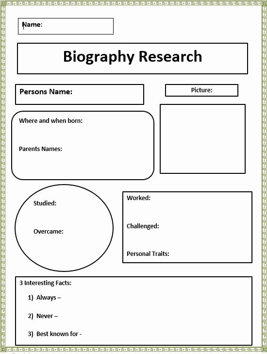 Autobiography Template for Elementary Students Best Of Short Biography Research Graphic organizer