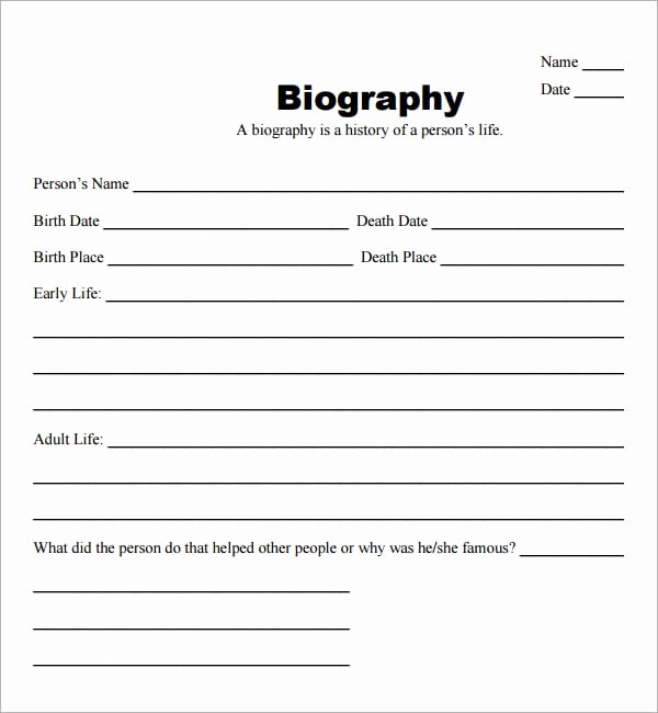 Autobiography Template for Elementary Students Fresh 10 Biography Templates Word Excel Pdf formats