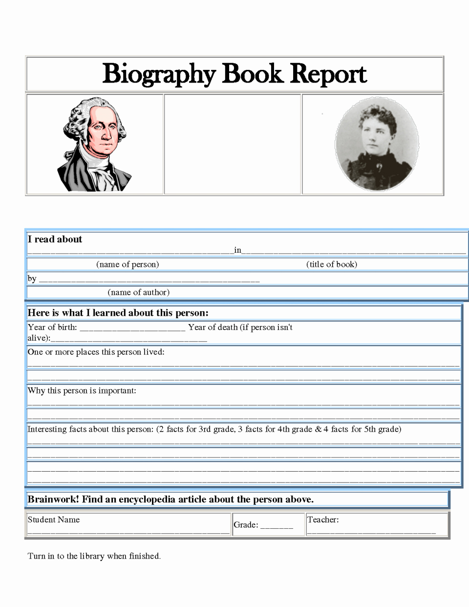 Autobiography Template for Elementary Students Lovely Biography Report Template Book Pdf form for Elementary