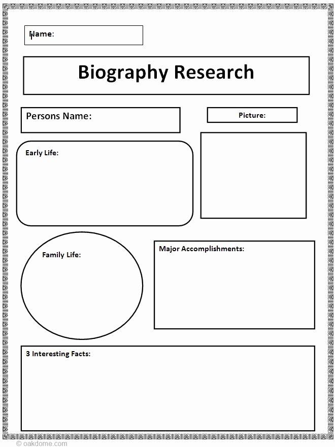 Autobiography Template for Elementary Students Luxury Biography Research Graphic organizer