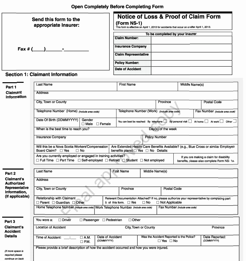 Automobile Accident form Beautiful Car Accident Notice Of Claim and Proof Of Loss form form