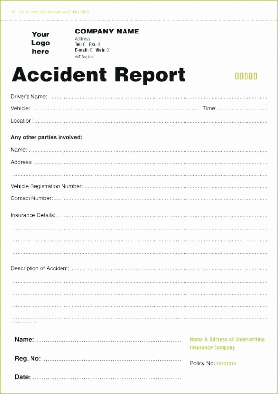 Automobile Accident form Best Of Accident Report forms Template