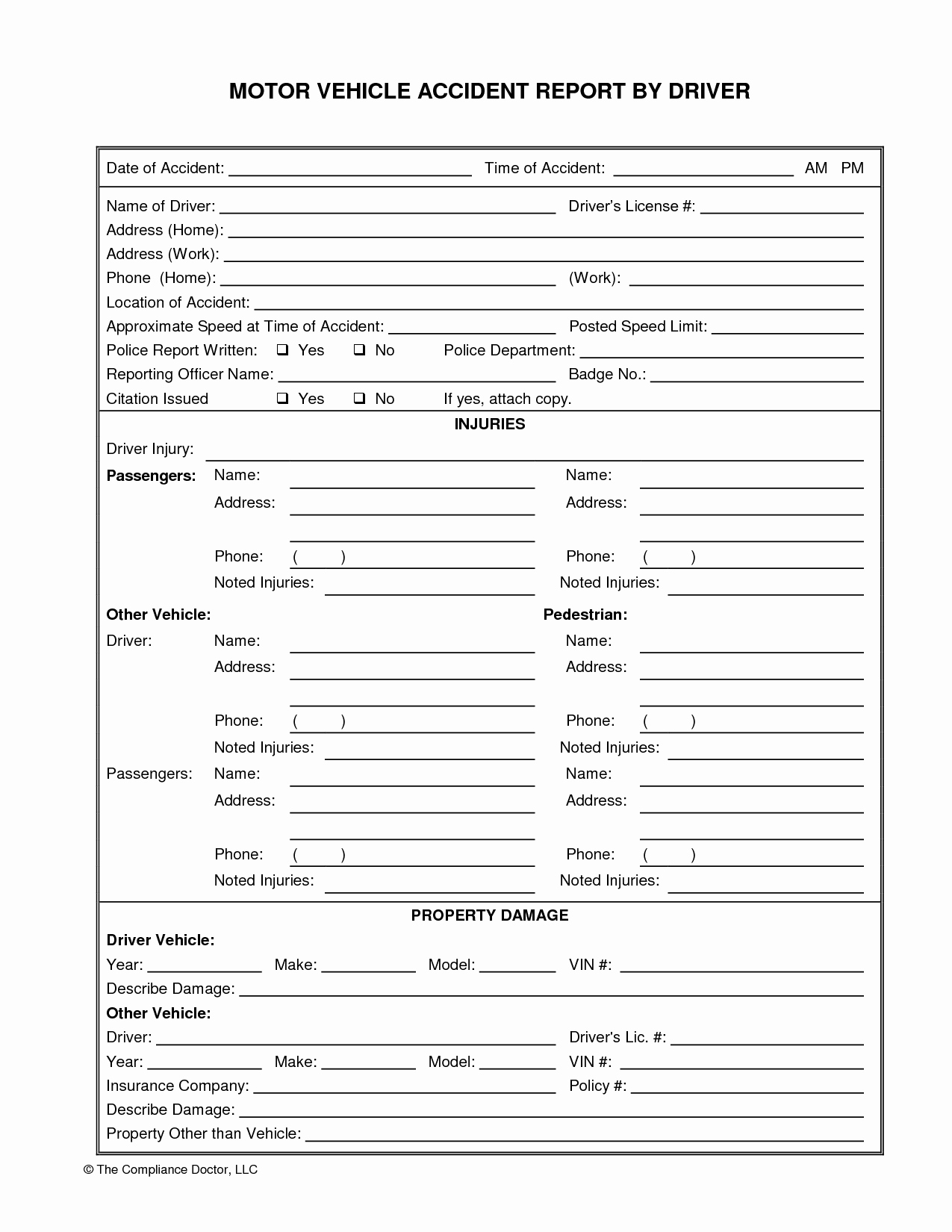 Automobile Accident form Fresh Car Accident Report form