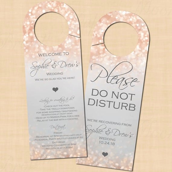 Avery Door Hanger Template Awesome Gray and Blush Shimmer Double Sided Door Hangers