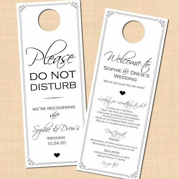 Avery Door Hanger Template for Word New Classic White Do Not Disturb Door Hanger Wedding Itinerary
