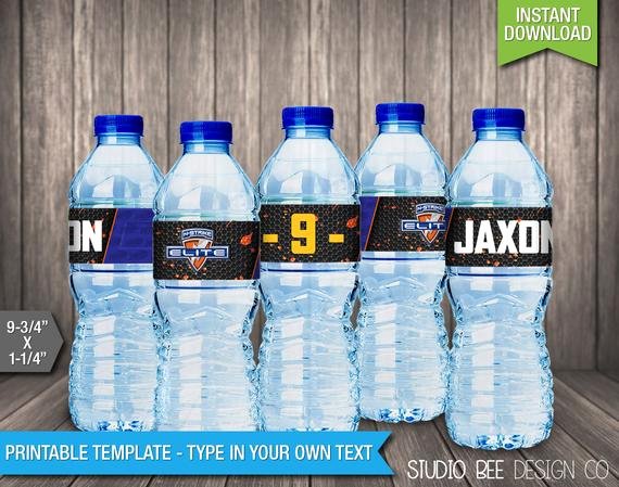 Avery Labels for Water Bottles Elegant Nerf Water Bottle Labels Instant Download by Studiobeedesignco