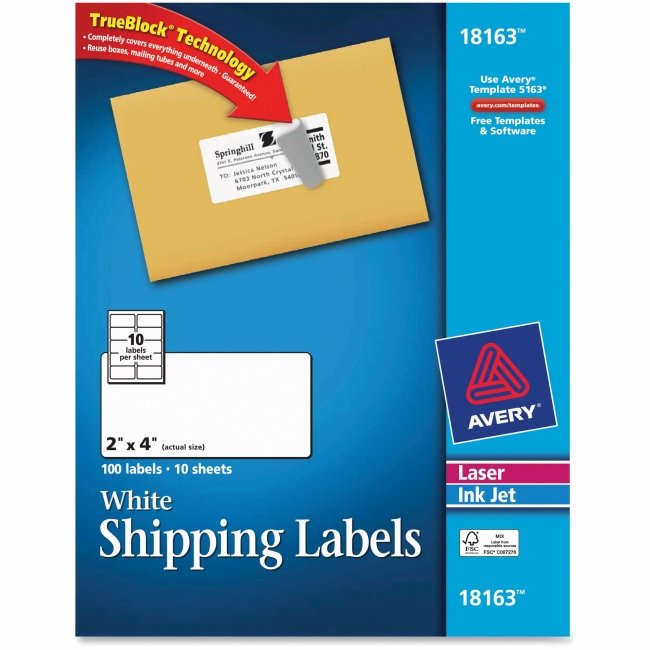 Avery Labels Template 18163 Fresh Avery Shipping Label 2&quot; Width X 4&quot; Length 100