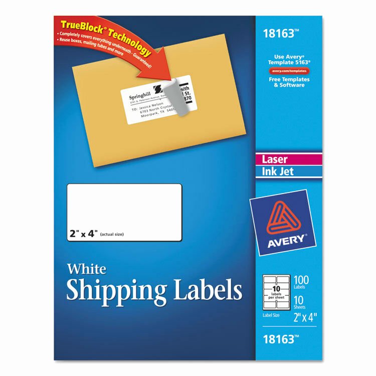 Avery Labels Template 18163 Inspirational &quot;avery Shipping Labels W Trueblock Technology 2 X 4