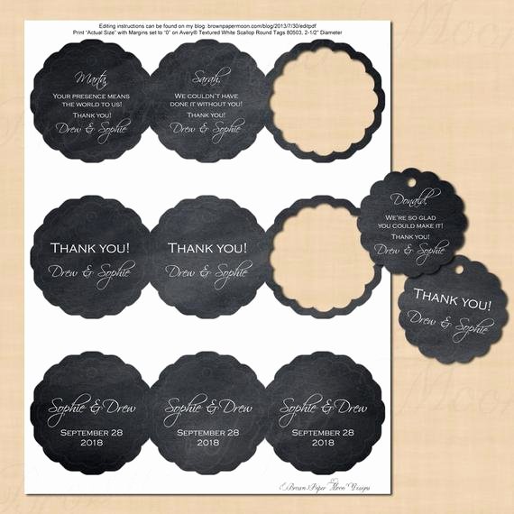 Avery Luggage Tag Template Unique Chalkboard Scallop Round Tags 2 5 Text Editable Printable