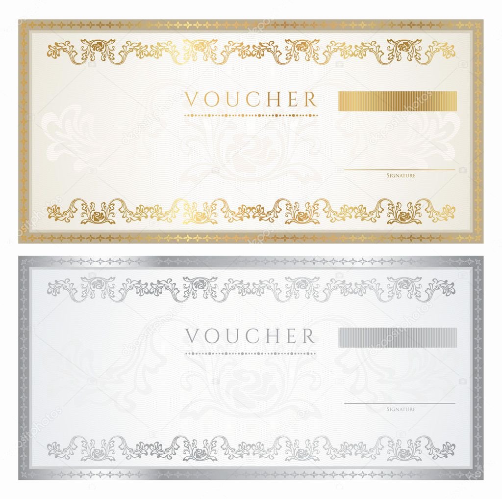 Award Check Template Best Of Voucher Template with Floral Pattern Watermark Border