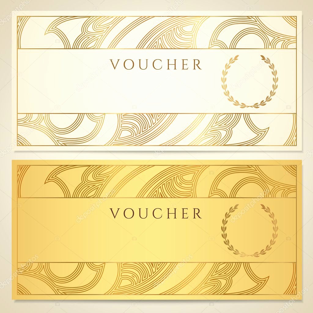 Award Check Template Elegant Voucher Gift Certificate Coupon Template Floral Scroll