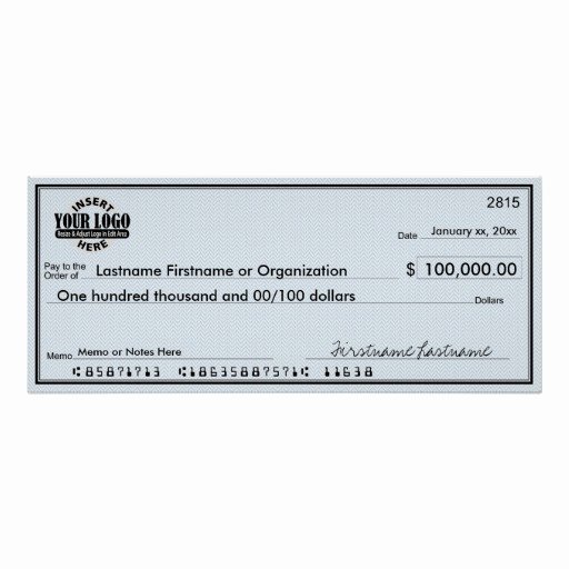 Award Check Template Unique Blank Check for Sweepstakes &amp; Awards Poster