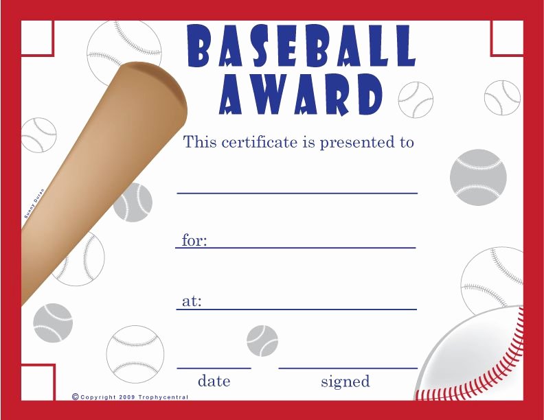 Award Check Template Unique Free Printable Baseball Certificates