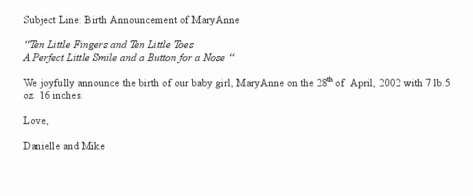 Baby Announcement Email Luxury Announcement Email is A Sample Message Sent at the Birth