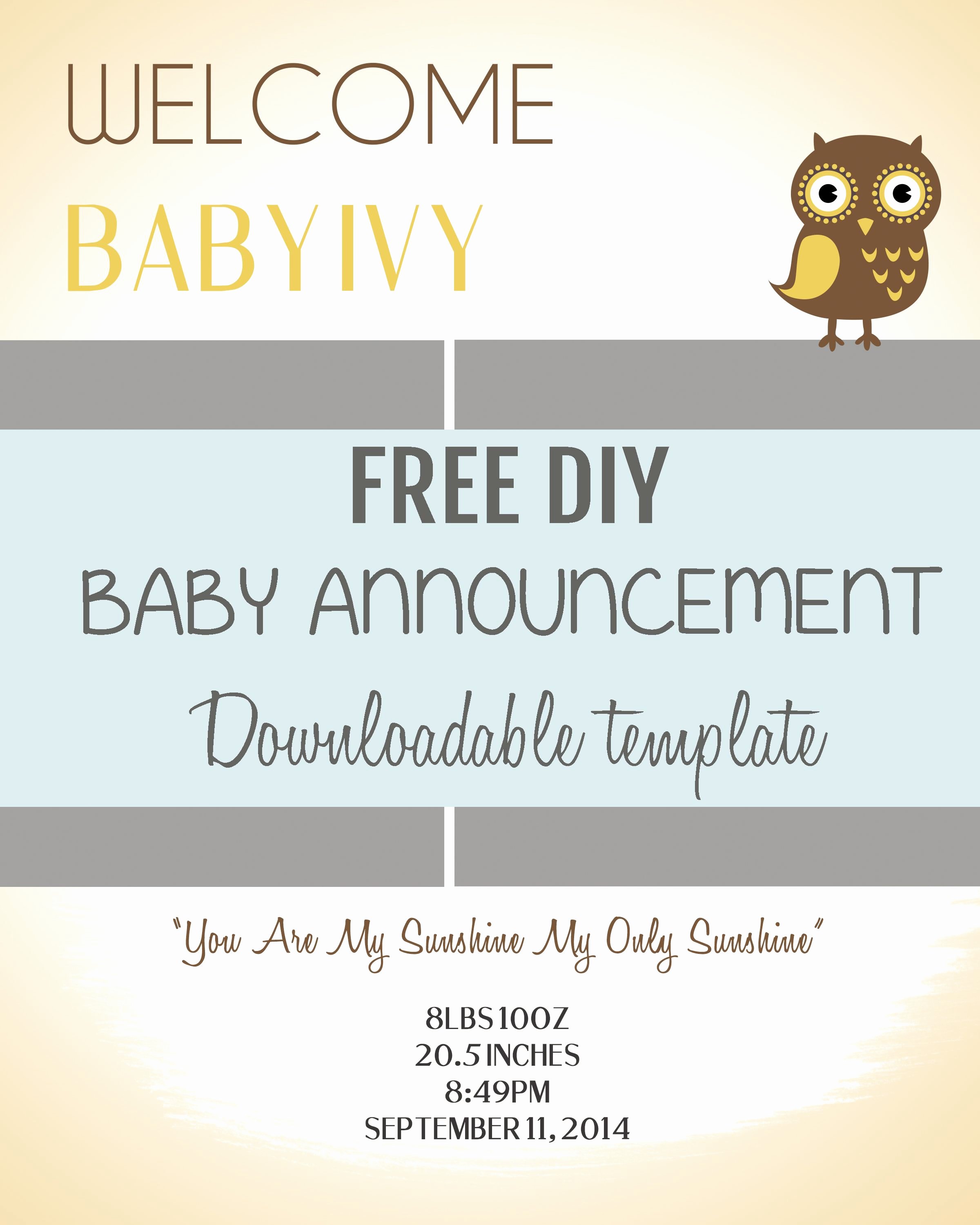 Baby Announcement Email New Diy Baby Announcement Template Pee Wee