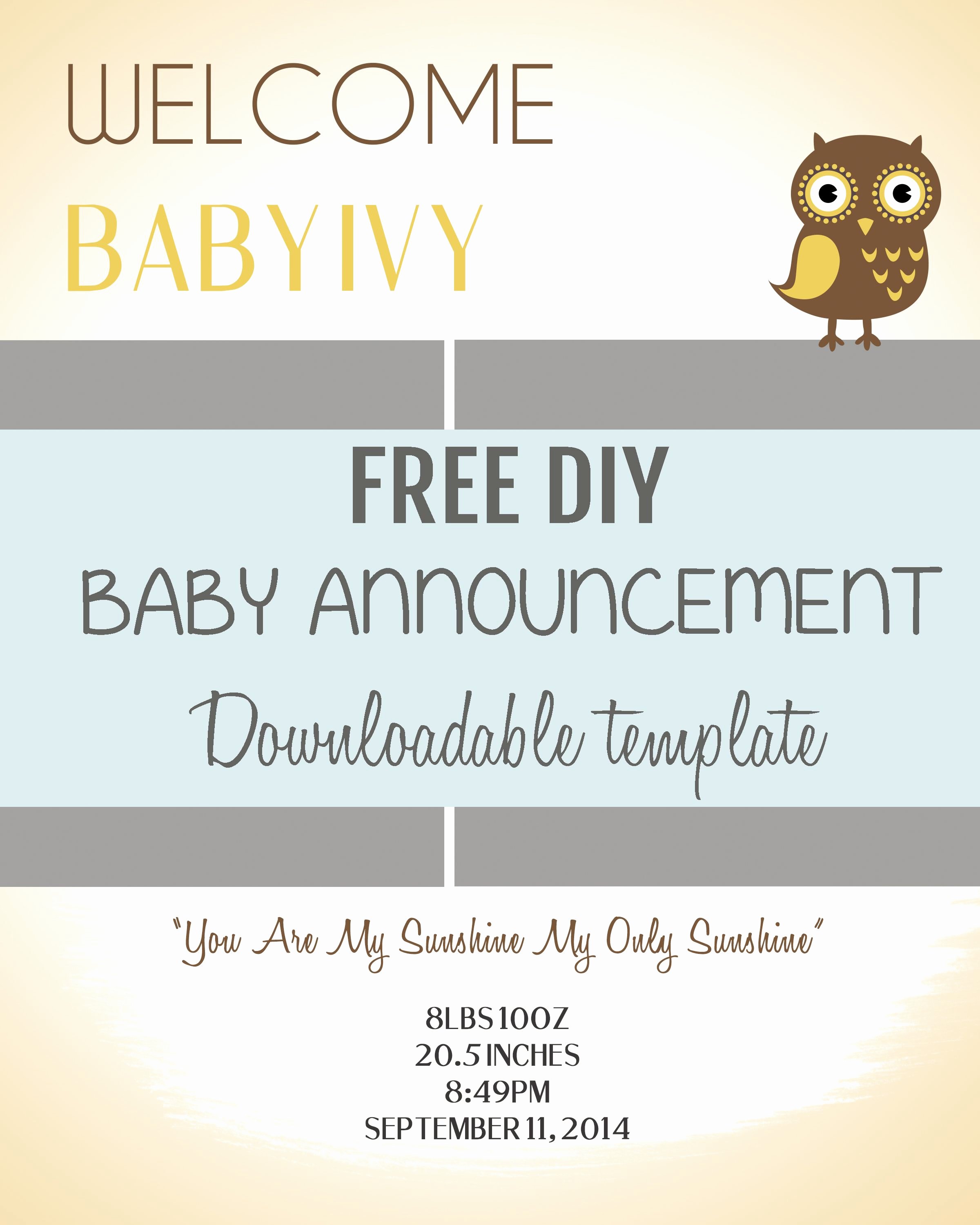 Baby Announcement Email New Diy Baby Announcement Template Pee Wee