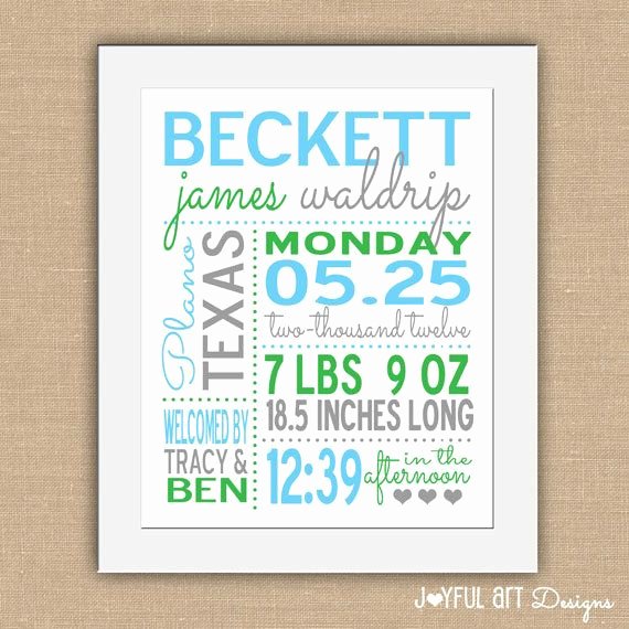 Baby Birth Stats Template Free Awesome Birth Statistic Printable Wall Art Personalized Baby