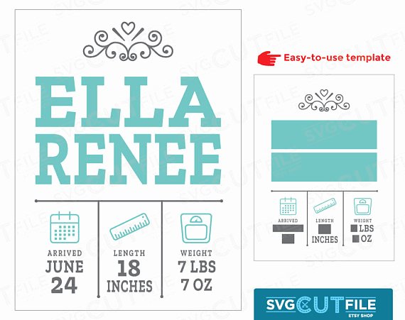 Baby Birth Stats Template Free Awesome Birth Svg Announcement Svg Boy Girl Baby Svg Birth Stats