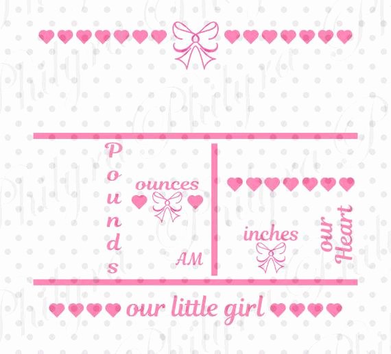 Baby Birth Stats Template Free Fresh Baby Girl Birth Statistic Template Birth Announcement Svg