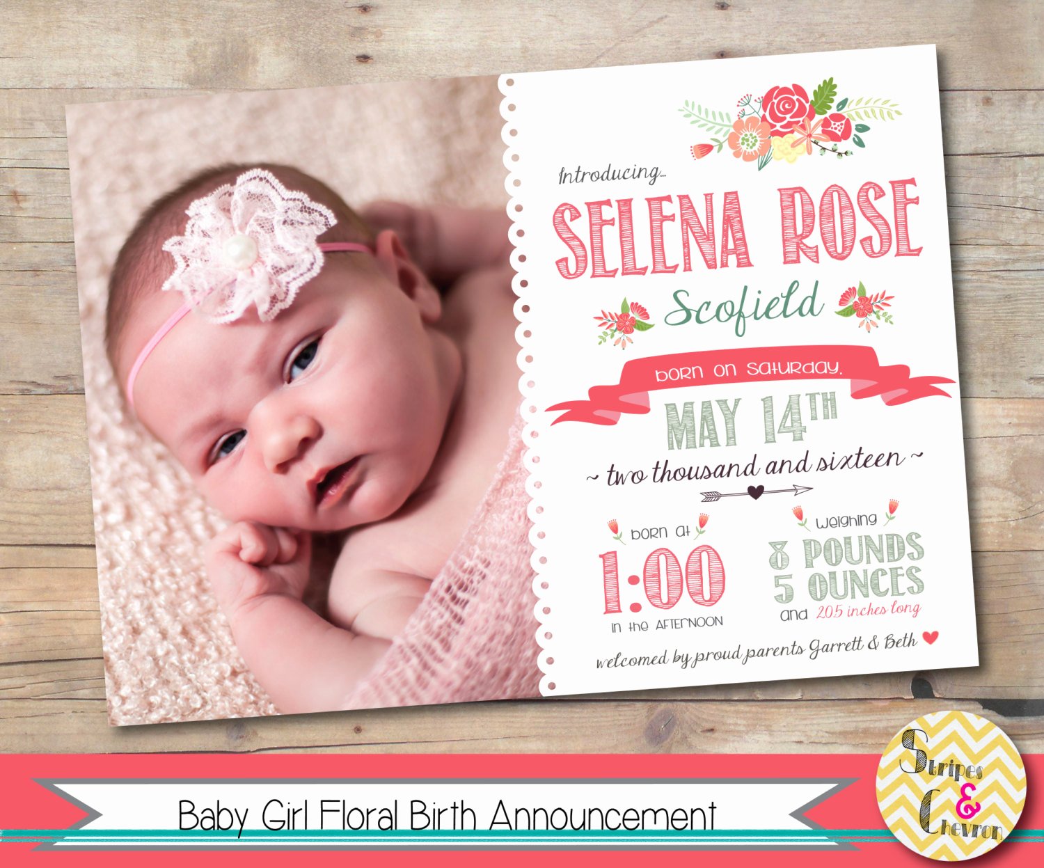 Baby Birth Stats Template Free Lovely Baby Girl Floral Birth Announcement Printable Spring Flowers