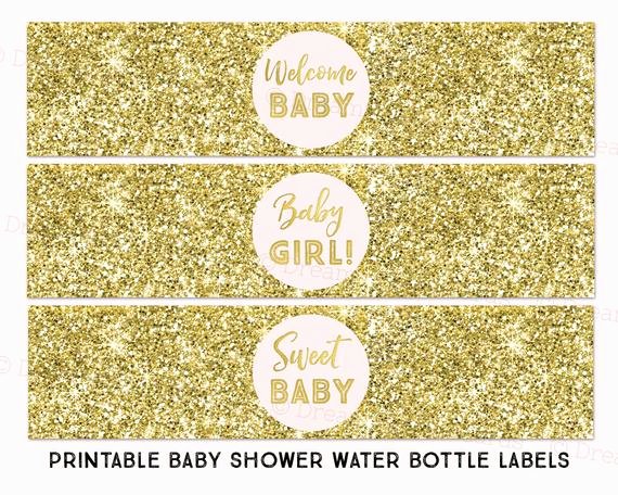 Baby Shower Water Bottle Label Template Free Awesome Printable Water Bottle Labels Girl Baby Shower Blush Pink Gold
