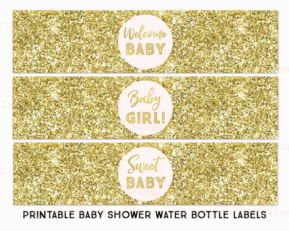 Baby Shower Water Bottle Label Template Free Awesome Printable Water Bottle Labels Girl Baby Shower Blush Pink Gold