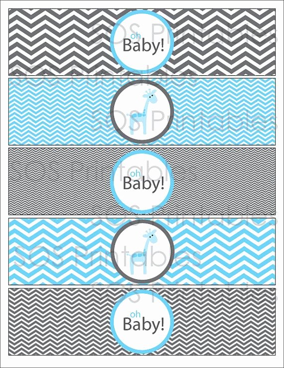 Baby Shower Water Bottle Label Template Free Best Of Blue Giraffe Baby Shower Printable Water Bottle Labels