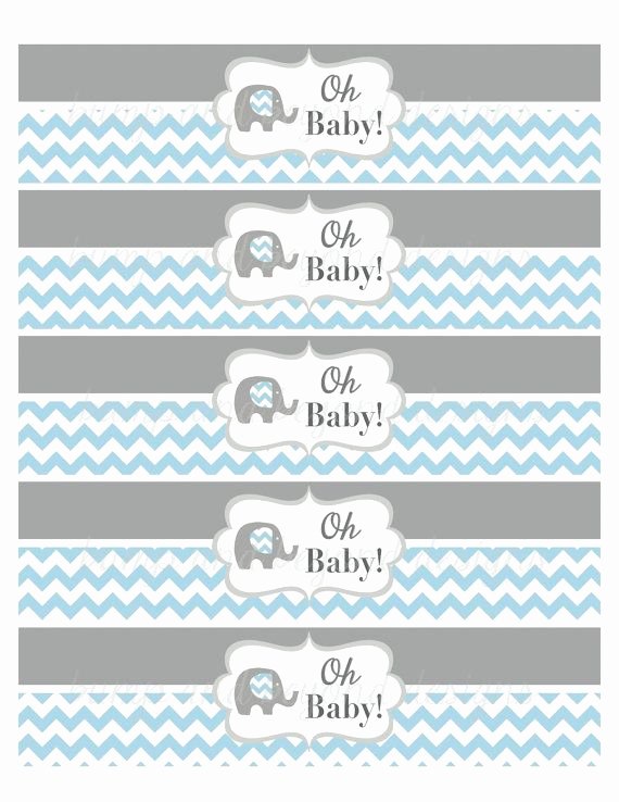 Baby Shower Water Bottle Label Template Free Elegant Water Bottle Labels Elephant Baby Shower Oh Baby Printable