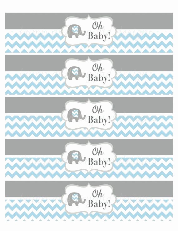 Baby Shower Water Bottle Label Template Free Elegant Water Bottle Labels Elephant Baby Shower Oh Baby Printable